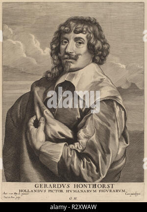 Gerrit van Honthorst. Vom: vermutlich 1626/1641. Medium: Gravur. Museum: Nationalgalerie, Washington DC. Autor: Paulus Pontius nach Sir Anthony Van Dyck. Stockfoto