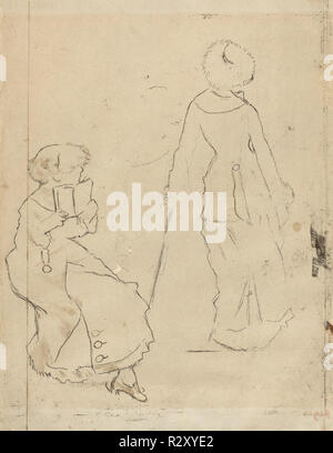 Studie für "Mary Cassatt [verso der Louvre']. Vom: C. 1879. Maße: gesamt: 32,3 x 24,5 cm (12 11/16 x 9 5/8 in.). Medium: Carbon und softground Wachs Transfer auf Webte Papier. Museum: Nationalgalerie, Washington DC. Autor: Edgar Degas. Stockfoto