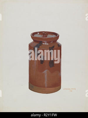 Bewahren Jar. Stand: 1936. Maße: gesamt: 27,9 x 22,7 cm (11 x 8 15/16 in.) Original IAD Objekt: 8 1/2' Hoch 4 1/2" Durchmesser (oben) 5 3/4" Durchmesser (Basis). Medium: Gouache und Zuspitzung auf Papier. Museum: Nationalgalerie, Washington DC. Thema: Jerome Hoxie. Stockfoto