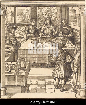 Die jungen weißen König zwischen der Königin und Prinzessin der Feuereisen. Stand: 1514/1516. Medium: Holzschnitt. Museum: Nationalgalerie, Washington DC. Autor: Leonhard Beck. Stockfoto