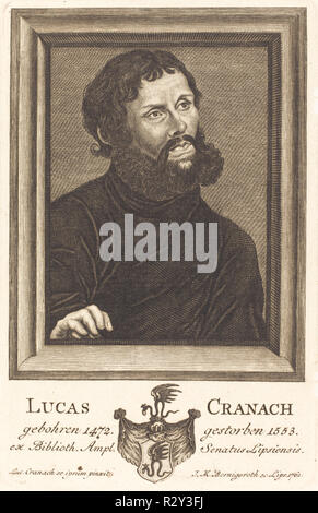 Lucas Cranach. Stand: 1761. Medium: Gravur. Museum: Nationalgalerie, Washington DC. Autor: Johann Martin Bernigeroth. Stockfoto