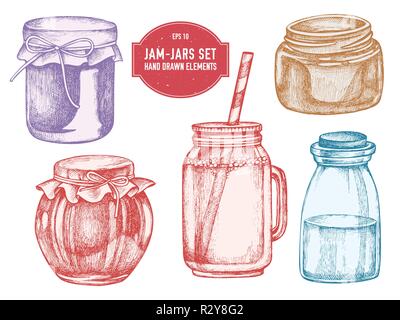 Vektor Sammlung von Hand gezeichneten Pastell Gläser Stock Vektor