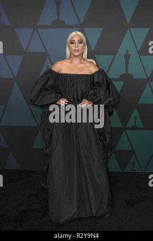 Lady Gaga nimmt an der Akademie 2018 Jahrestreffen der Gouverneure Auszeichnungen in der Ray Dolby Ballroom am Hollywood & Highland Center in Hollywood, CA, am Sonntag, den 18. November 2018. Stockfoto