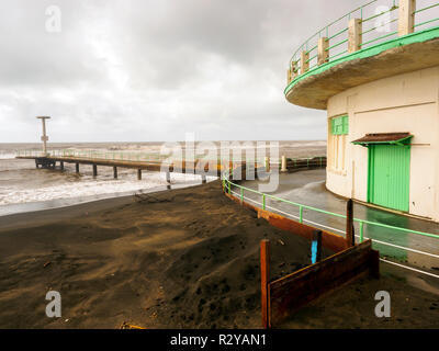 Strandbad Gebäude im Strand von Ostia - Rom, Italien Stockfoto