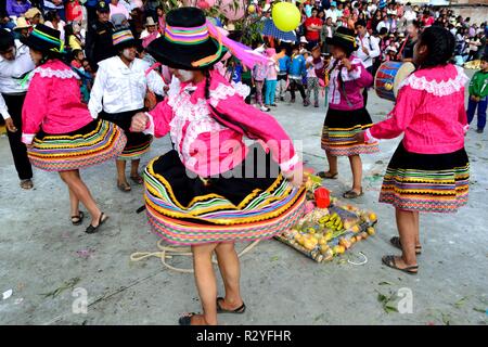 Unsha - Karneval in YUNGAY. Abteilung der Ancash. PERU Stockfoto