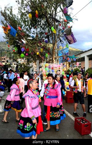 Unsha - Karneval in YUNGAY. Abteilung der Ancash. PERU Stockfoto