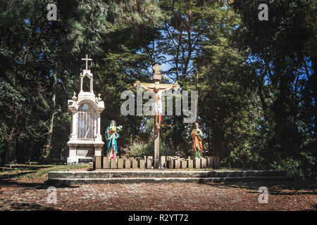 Religiöse Skulpturen an Calvario Hill - Puerto Varas, Chile Stockfoto