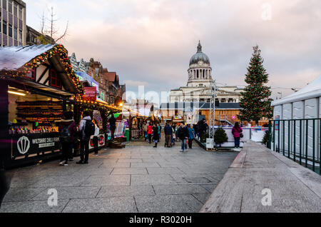 Weihnachtsmarkt in Nottingham, Großbritannien Stockfoto