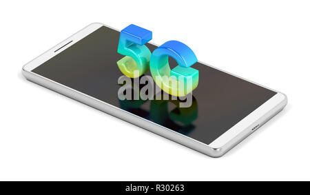 Fünfte Generation smart phone auf weißem Hintergrund Stockfoto