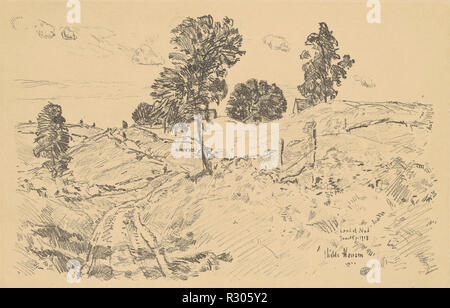 Landschaft, Land Nod. Stand: 1918. Abmessungen: Bild (unregelmäßig): 22.54 x 38.5 cm (8 7/8 x 14 1/8 in.) Blatt: 27,94 × 72.4 cm (11 × 17 15/16 in.). Medium: Lithographie in Schwarz auf Webte Papier. Museum: Nationalgalerie, Washington DC. Autor: Childe Hassam. Stockfoto