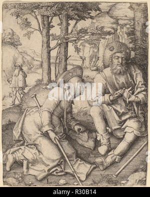 Die Pilger. Vom: in oder vor 1508. Medium: Gravur. Museum: Nationalgalerie, Washington DC. Autor: LUCAS VAN LEYDEN. Stockfoto