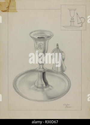 Silber Leuchter Halter. Vom: C. 1936. Maße: gesamt: 29,8 x 22,9 cm (11 3/4 x 9 in.). Medium: Graphit auf Papier. Museum: Nationalgalerie, Washington DC. Thema: Clayton Braun. Stockfoto