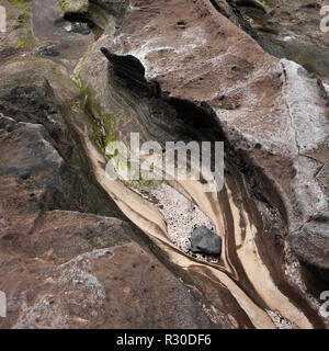 Strand Texturen, El Confital Strand am Rande von Las Palmas Stockfoto