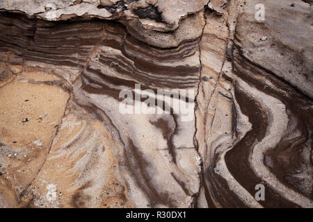 Strand Texturen, El Confital Strand am Rande von Las Palmas Stockfoto