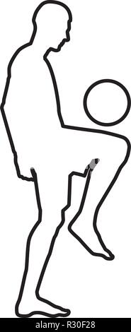 Fußball-Spieler jonglieren Kugel mit seinem Knie oder stopft den Ball auf seinem Fuß silhouette Symbol Farbe schwarz Vektor I Stil einfach Bild outli Stock Vektor