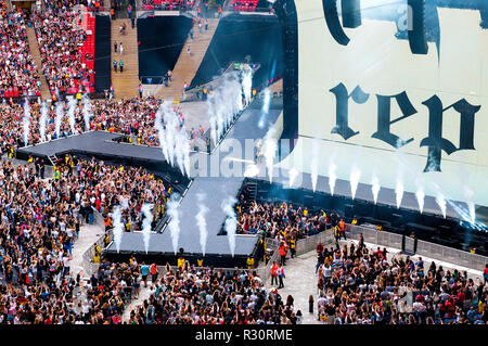 LONDON - 23.Juni: Taylor Swift führt in Konzert im Wembley Stadium am 23. Juni 2018 in London, Vereinigtes Königreich. Stockfoto