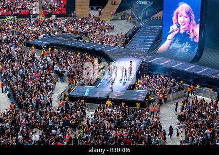 LONDON - 23.Juni: Taylor Swift führt in Konzert im Wembley Stadium am 23. Juni 2018 in London, Vereinigtes Königreich. Stockfoto