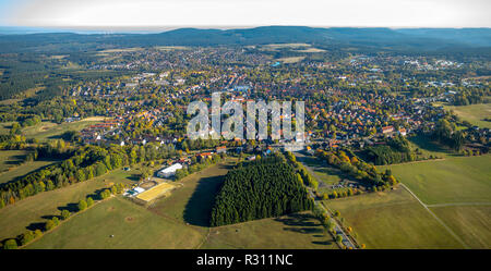 Luftaufnahme, Übersicht Clausthal-Zellerfeld, Goslar, Niedersachsen, Deutschland, Europa, Clausthal-Zellerfeld, DEU, Vögel-Augen-blick, Luftaufnahme, ein Stockfoto