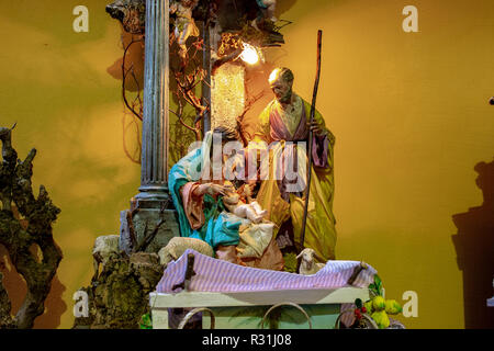 Neapel, San Gregorio Armeno, Szene, von der Geburt Christi in der neapolitanischen Krippe. 03/11/2018 Stockfoto