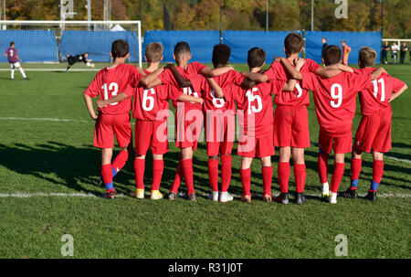 Junior fußball Spieler, U 13 Penalty Kicks, team Fieber, Fußball, Basel, Schweiz Stockfoto