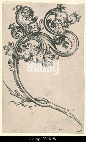 Blatt Ornament. Vom: C. 1480/1490. Medium: Gravur. Museum: Nationalgalerie, Washington DC. Autor: Martin Schongauer. Stockfoto