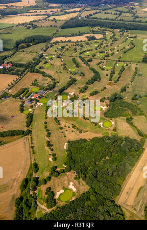 Luftaufnahme, Überblick Elmenhorst, Golfclub Brückhausen, Happu Krenz, Holling, Kreis Warendorf, Ruhrgebiet, Nordrhein-Westfalen, Deutschland, Europa, Stockfoto