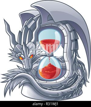 Vektor isoliert Dragon sand Timer. Stock Vektor