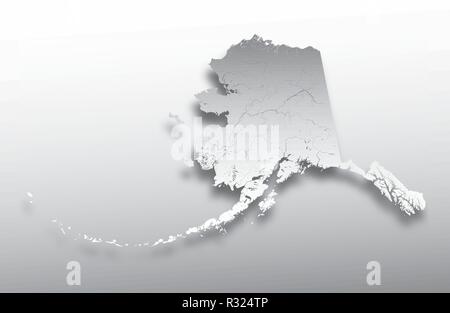 Der USA-Karte von Alaska mit Papier zu schneiden. Hand gemacht. Flüsse und Seen sind dargestellt. Bitte sehen Sie sich meine anderen Bilder von kartographischen Serie - Sie Stock Vektor