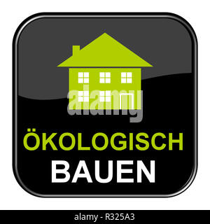 Schaltfläche glänzend schwarz - Ökologisch bauen Stockfoto