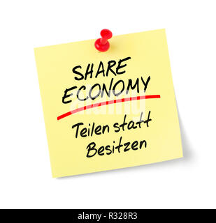 Haftnotiz Anteil Wirtschaft Stockfoto