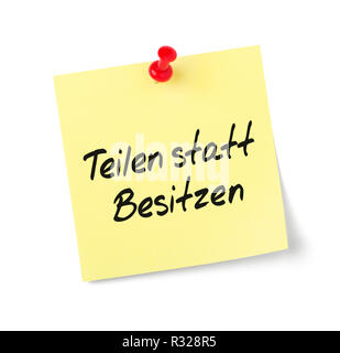 Stickies Teilen statt besitzen Stockfoto