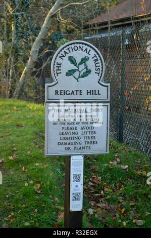 Reigate Hill, Sonnenuntergang im Herbst Stockfoto