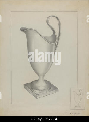 Silber Rahmtopf. Stand: 1936. Maße: gesamt: 29,1 x 22,6 cm (11 5/6 x 8 7/8 in.) Original IAD Objekt: 7 3/4" hoch. Medium: Graphit auf Papier. Museum: Nationalgalerie, Washington DC. Autor: Vincent Carano. Stockfoto