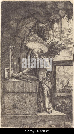 Der heilige Hieronymus lesen. Vom: C. 1515/1520. Medium: Gravur. Museum: Nationalgalerie, Washington DC. Autor: Albrecht Altdorfer. Stockfoto