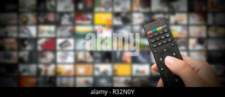 Fernsehen streaming Video Konzept. Media TV video-on-demand-Technologie. Video Service mit Internet Streaming Multimedia zeigt, Serie Stockfoto