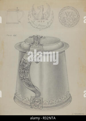 Silber Tankard. Vom: C. 1936. Maße: gesamt: 29,1 x 22,1 cm (11 5/6 x 8 11/16 in.). Medium: Graphit auf Papier. Museum: Nationalgalerie, Washington DC. Autor: Gordon Sanborn. Stockfoto