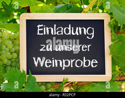 Einladung zu unserer Weinprobe Stockfoto