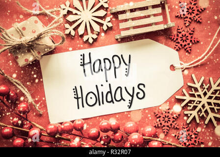 Flach, helle Einrichtung, Kalligraphie frohe Feiertage Stockfoto