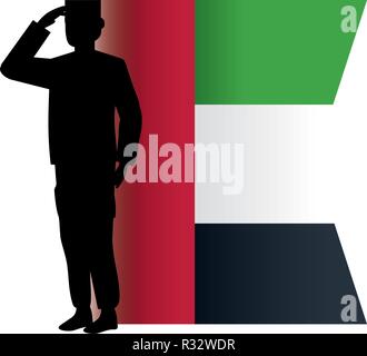 Vereinigte Arabische Emirate Fahne mit Soldat cartoon Vector Illustration graphic design Stock Vektor