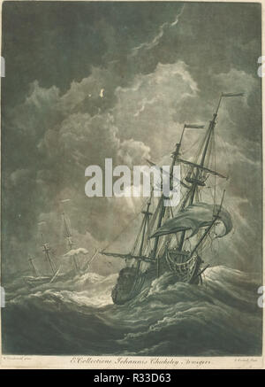 Liefer- Szene aus der Sammlung von John chicheley. Stand: 1720. Abmessungen: Bild: 43,5 x 31 cm (17 1/8 x 12 1/4 in.) Blatt: 50,8 x 36,5 cm (20 x 14 3/8 in.). Medium: schabkunst und Ätzen in grün gedruckt und Schwarz auf Bütten. Museum: Nationalgalerie, Washington DC. Autor: Elisa Kirkall nach Willem van de Velde der Ältere. Willem Van de Velde, der Ältere (Künstler). Edward Kirkall (Stecher & Drucker). Stockfoto