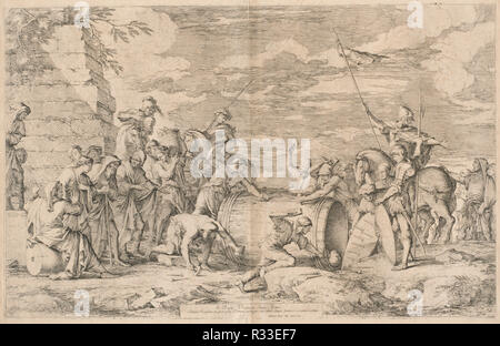 Der Tod von Atilius Regulus. Vom: C. 1662. Abmessungen: Platte: 46,4 x 72,9 cm (18 1/4 x 28 11/16 in.) Blatt: 53,4 x 75,7 cm (21 × 29 13/16 in.). Medium: Radierung mit Kaltnadel auf Bütten. Museum: Nationalgalerie, Washington DC. Autor: Salvator Rosa. Stockfoto