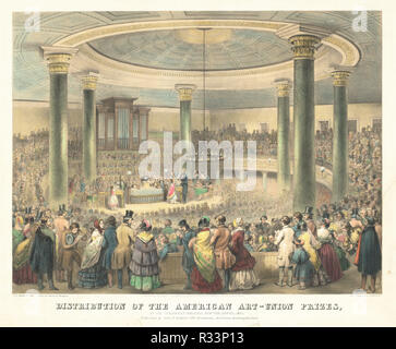 Verteilung der amerikanischen Art-Union Preise. Stand: 1848. Abmessungen: Bild: 40.32 × 52,71 cm (15 7/8 x 20 3/4 in.) Blatt: 54.29 x 67.95 cm (21 3/8 x 26 3/4 in.). Medium: farblithographie auf Webte Papier. Museum: Nationalgalerie, Washington DC. Autor: Francis D'Avignon. Stockfoto