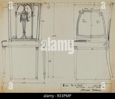 Side Chair. Stand: 1936. Maße: gesamt: 21,7 x 26,9 cm (8 9/16 x 10 9/16 in.) Original IAD Objekt: keine gegeben. Medium: Feder und Tusche und Graphit auf Papier. Museum: Nationalgalerie, Washington DC. Autor: Michael Trekur. Stockfoto