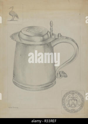 Silber Tankard. Vom: C. 1937. Maße: gesamt: 30,1 x 23,1 cm (11 7/8 x 9 1/8 in.) Original IAD Objekt: 5 3/4' hoch; 5' breit. Medium: Graphit auf Papier. Museum: Nationalgalerie, Washington DC. Autor: Hester Duany. Stockfoto