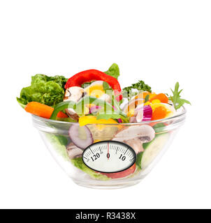 Salat mit Skala anzeigen Stockfoto