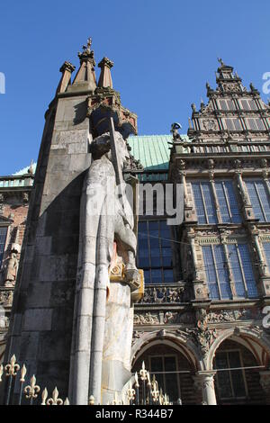 Der Roland in Bremen. Stockfoto