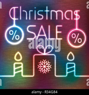 Vektor glühende Geschenkbox und Weihnachten Verkauf Worte Stock Vektor