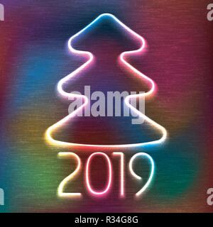 Vektor Neon leuchtenden Symbol für Weihnachten Tannenbaum Stock Vektor