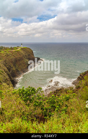 Blick auf den Leuchtturm von Kilauea in Kauai, Hawaii Stockfoto