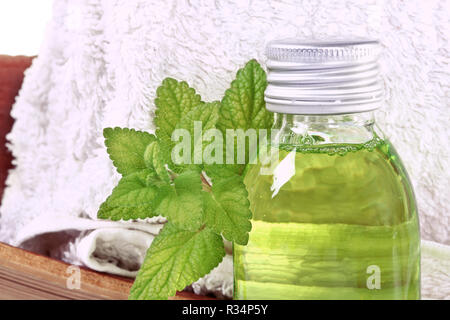 Wellness mit zitronenmelisse Stockfoto